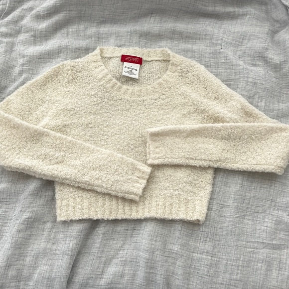 Vintage 90s Esprit cream wool blend cropped sweater - Picture 1 of 9